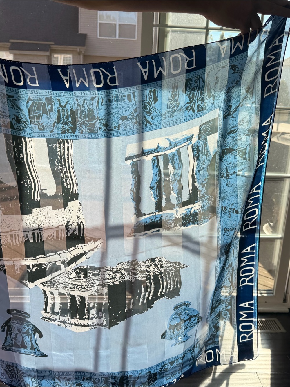 Roma Blue & White Rome Print Decorative Towel